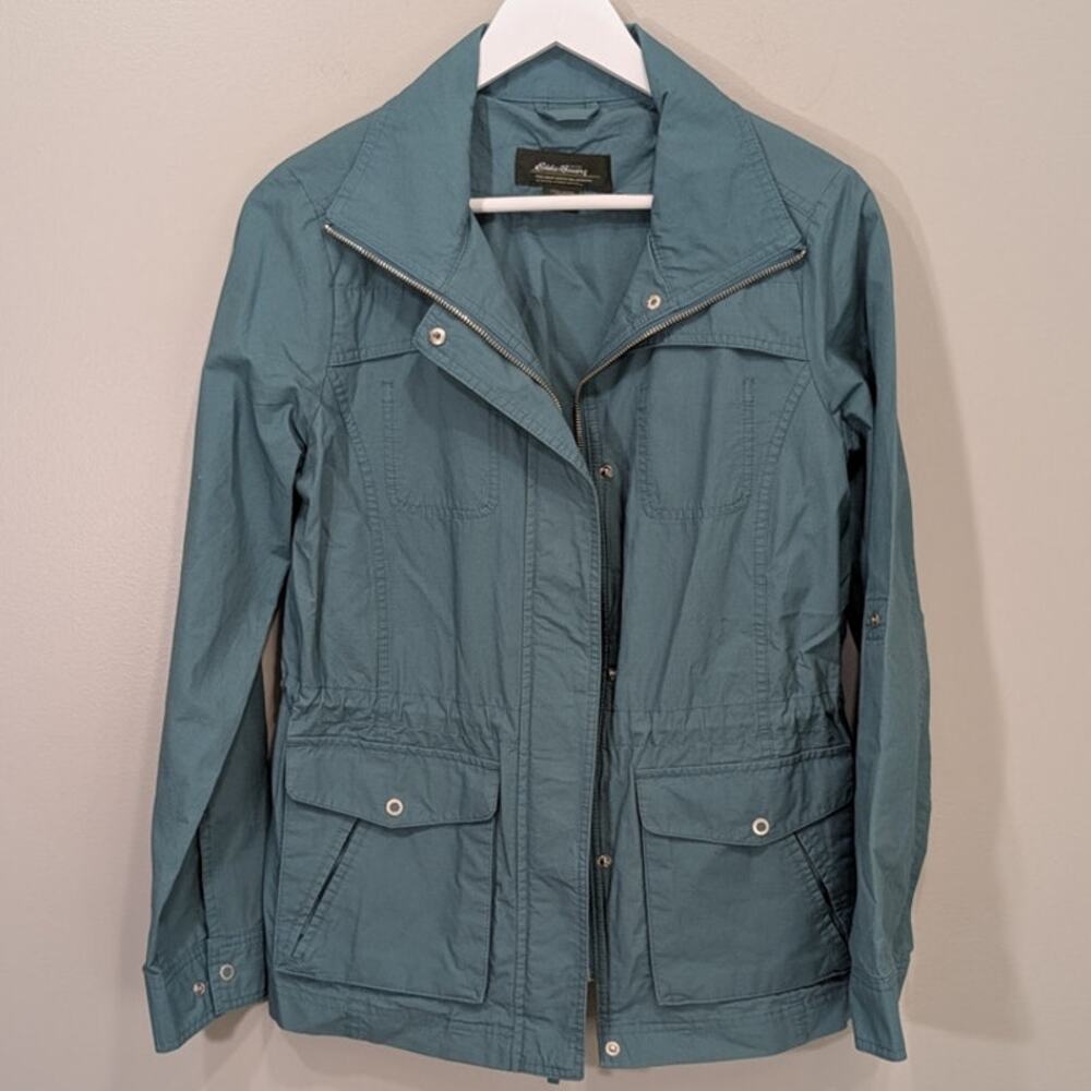 Eddie Bauer Anorak Waist-Cinch Utility Short Trench Jacket Teal Layer - Size S